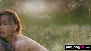 Petite Filipina Kit Rysha Stripping And Posing Nude At A Wildflower Field