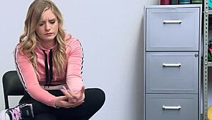 i cought this cute shopliffter teen and pounder her from behing on the tabel