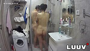 tattooed alice joins boyfriend in shower with webcam on, teasing private moments