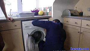 english milf gets her pipes fitted by a cheeky plumber in a suggestive encounter with stockings and heels