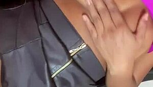 Latina amateur flaunts natural tits in lingerie on public outdoor display 😘