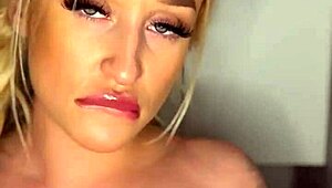 Horny college girl intensely sucks on a big banana teasingly