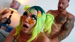 i fuck her deep throat, tight pussy, and huge titties in cosplay as little puck