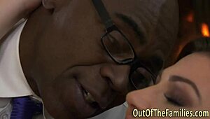 stepdaughter sucks big black cock and gets banged hard in group scene