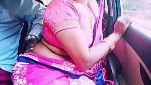 indian housewife in saree cheats with boyfriend during car romance, sharing telugu dirty talks and passionate sex story