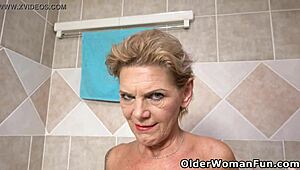 Big Boobed Mature European Granny Klara Enjoys Solo Bath Relaxation Deeply.