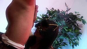 Costumed bimbos black angelica and cindy behr share a man in ffm threesome