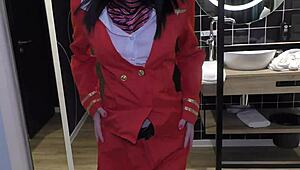 Air Hostess Recruit Jasmine Jayne Takes Bbc In Close-Up Creampie