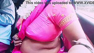 indian housewife in saree cheats with boyfriend during car romance, sharing telugu dirty talks and passionate sex story