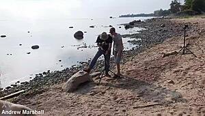 Intense beach orgy with young teens and shaved pussies