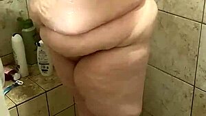 Curvy BBW wife washing up in the shower part 2