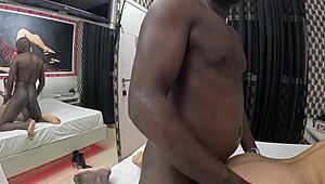 white teen suffers on big black cock during halloween night