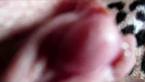 Amateur girl shows huge clit orgasm in close-up homemade video