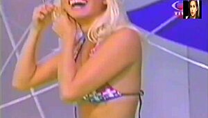 i watch lady lu doin her super positve striptease, rippin her clothes off on brazilian tv