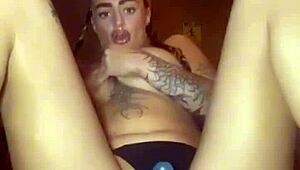 Scottish tattooed teen fingers herself hard with big tits and goth style