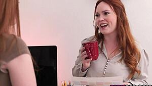 The lesbian office boss invited her best friend's stepdaughter home for some fun.