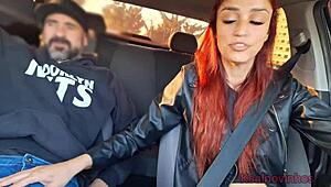 Hey, that naughty app driver caught the passenger jerking off behind her... 😏🚗