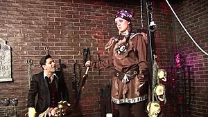 big cock meets shaved pussy girl in stockings