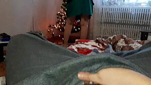 While My Stepsister Was Decorating The Christmas Tree On The Eve Of Christmas I Was Masturbating Riskily