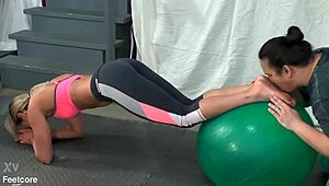 i begged larissa louder to let me lick her feet during yoga