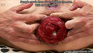 Irina Faust fucks Hotkinkyjo's balls with dildo from Mrhankey and anal prolapse