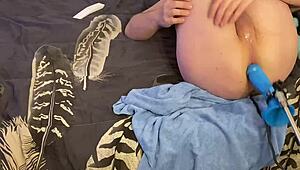 teen gets pounded by machine in ass