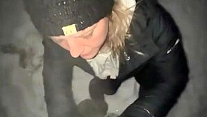 Caught Licking Her Ass in the Snow, Leading to Multiple Cumshots
