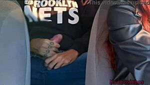 Hey, that naughty app driver caught the passenger jerking off behind her... 😏🚗