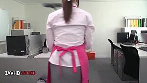 asian office lady chihiro akino delivers hardcore blowjob for creampie satisfaction