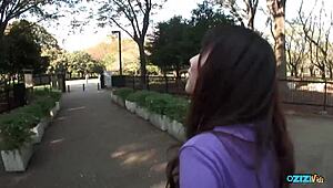 Brunette Babe Sucks Hard Fat Cock In Car Backseat