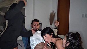 My hot girlfriend calls her neighbors over for an awesome foursome?