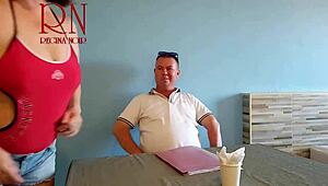 naked waitress lets restaurant guest lick her navel in voyeur scene backstage