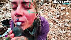 Public Blowjob Ends With Big Cum Load On Face