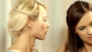 Stare At Two Lesbian Angels Kissing And Touching Each Other Intensely