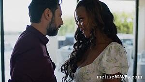 Sexy Black Beauty Swallows White Dick Deep in Wet Cunt