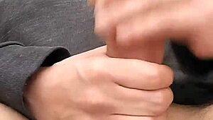 Outdoor masturbation of a large loaded cock