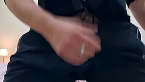 he builds to intense asmr orgasm with big dick, elegant handjob, hot moans, and spits on cock