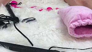 I massaged her oiled body, then fucked her pussy and asshole hard with a glass dildo. She loved it and went home to her husband swollen