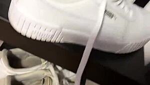 Girl's smelly socks fetish in the morning