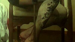 crossdresser maria in black nylon panty and high heels