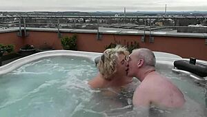 outdoor public hot tub relaxation