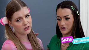 Switched step sisters get party training