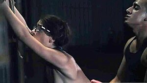 Topless teen 18+ handjobs big white dick in bondage bdsm, then hardcore fucks! Guys make passes!