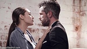 hot long-legged brunette rides her boss hard 😈