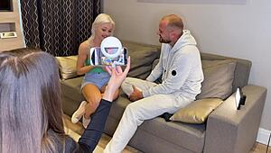 Backstage livestream cam from casting petite blonde teen for deepthroat