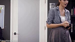 hot long-legged brunette rides her boss hard 😈