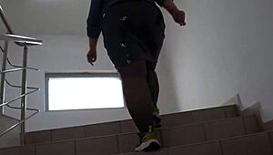 Hey, check out this public foot fetish session with fat legs in nylon pantyhose, a juicy pawg teasing on the mall stairs under her skirt