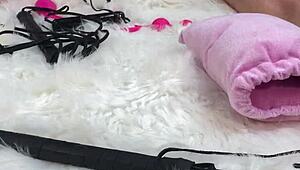 I massaged her oiled body, then fucked her pussy and asshole hard with a glass dildo. She loved it and went home to her husband swollen