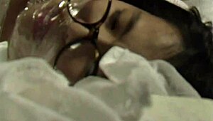 Nerd girl strips and gets bound for hardcore fucking with bondage and orgasms