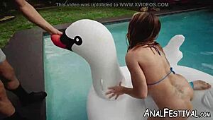 Natural tits babe charley hart drilled intensely by the pool